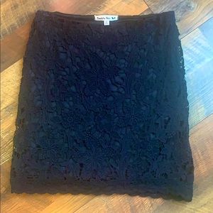Black lace crochet lined mini skirt